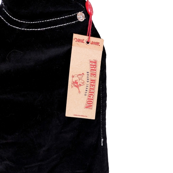 NWT True Religion Girls 14 Slim Black Velveteen Jean - Picture 4 of 6